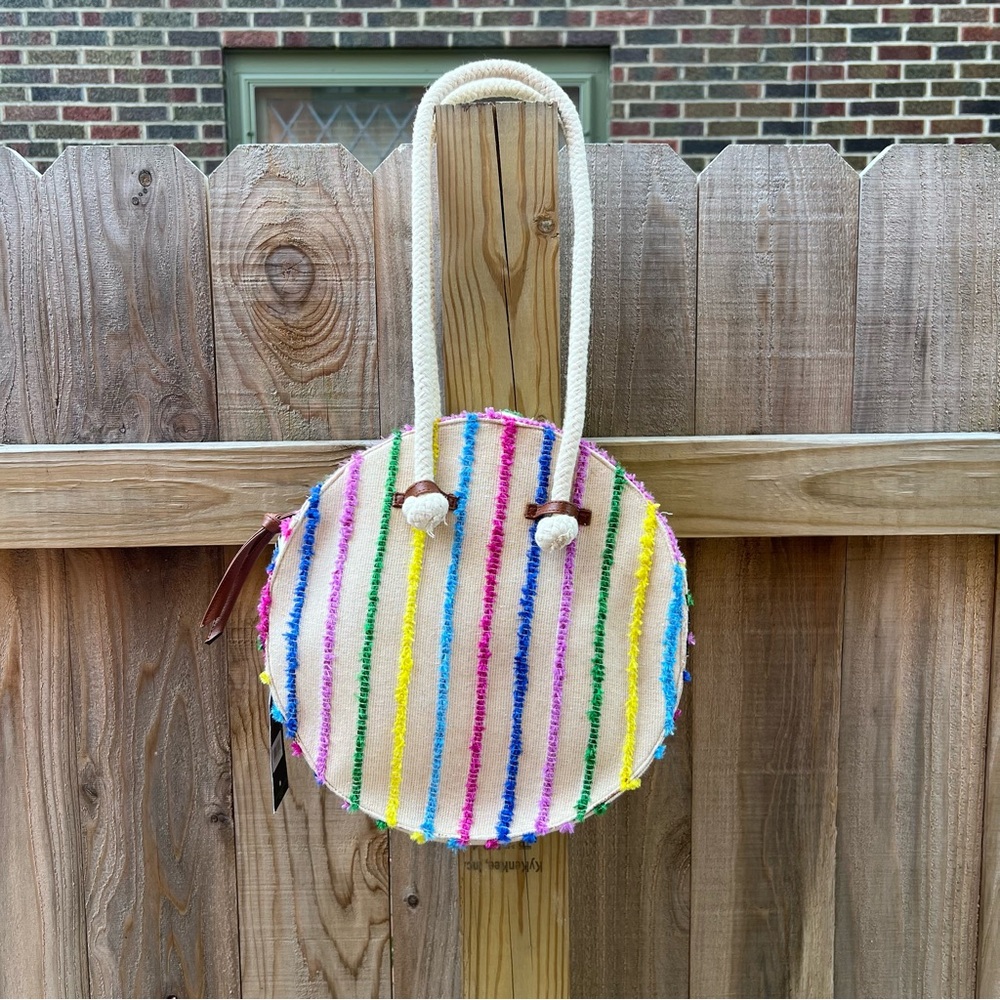 Twig & Arrow Colorful Striped Round Bag